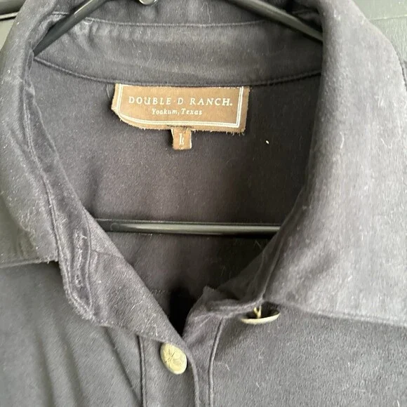 Double D Ranch Women's Size Large Black Suede Feel Button Up Western Shirt - Picture 3 of 11